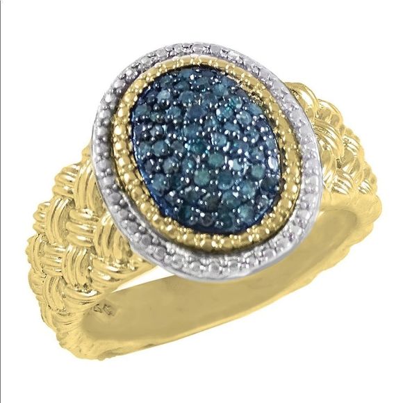 Savvy Cie Pave Blue Diamond Ring - Picture 1 of 2